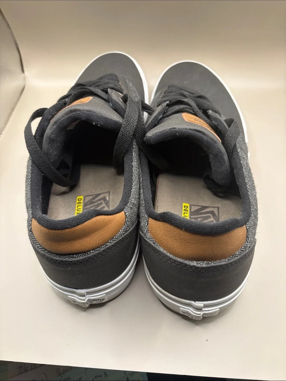 Vans Atlas Deluxe Black Canvas & Charcoal Low-Top Sneakers with Brown Accents